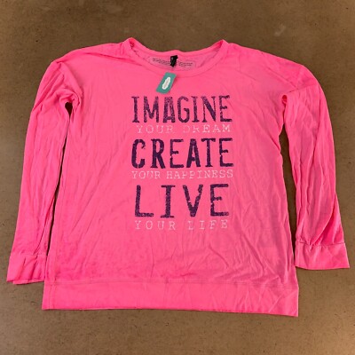Maurices Women's Size Large Pink Imagine Create Live Graphic Long Sleeve Tee NWT