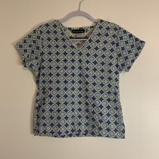 Los Angeles Rose Multi-color Patterned Scrub Top Medical Uniform XS