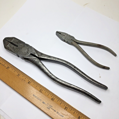 2 Vintage H. Boker & Co 8.5" & Mini 5" Inch Lineman's Pliers Set Made