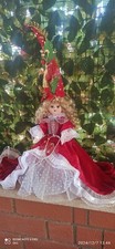 Bambola intera porcellana FATA abito rosso Portafortuna Natale idea regalo