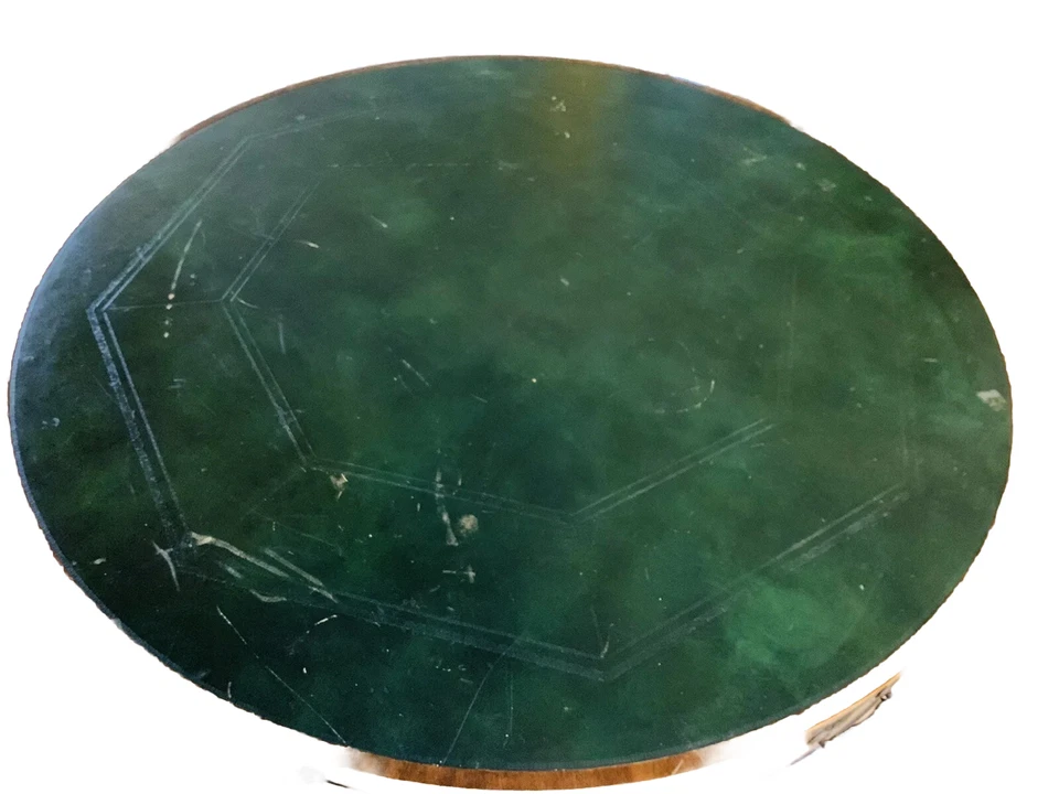 Mesa de tambor Kittinger vintage con tapa redonda, 4 cajones, etiquetas auténticas necesita cuidado Foto 3 de 4