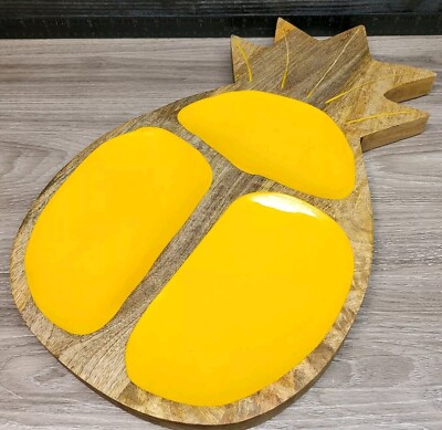 Pineapple Fruit Tray Wooden With Thee Compartments