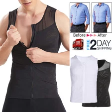 Mens Slimming Body Shaper Vest Moobs Chest Compression Slim Belly Shirt Tank Top
