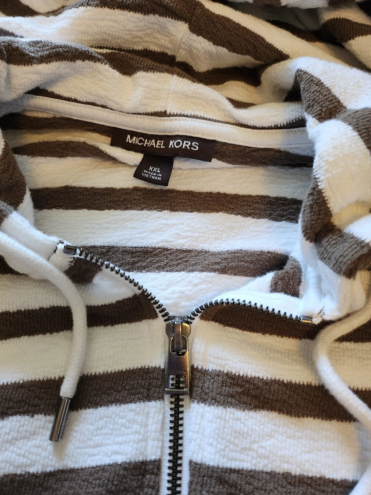 Felpa con cappuccio a righe Michael Kors taglia XXL con cerniera da uomo