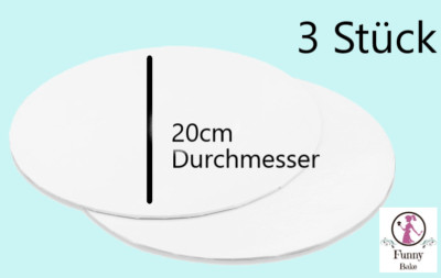 Tortenunterlage 20cm rund weiß 3St. im Set Cakecard Cakeboard Platte Unterlage