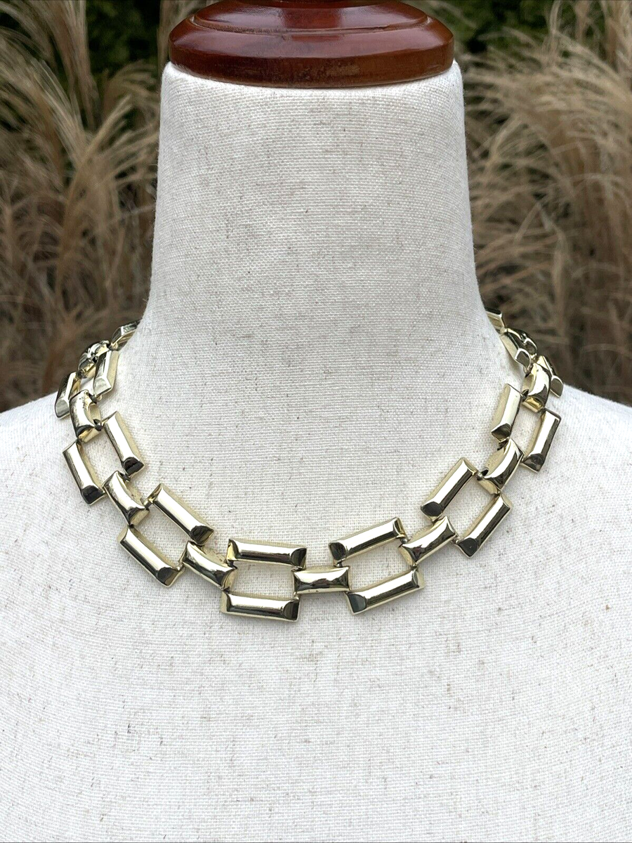 Vintage Gold Tone Metal Link Chunky Choker Necklace - 17  display picture 1