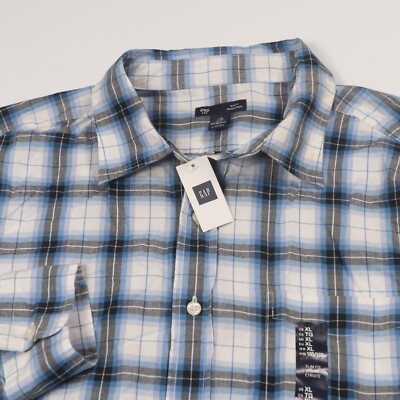 Gap Slim Fit Plaid Button Down Long Sleeve Shirt Extra Large XL NEW Minor Flaws