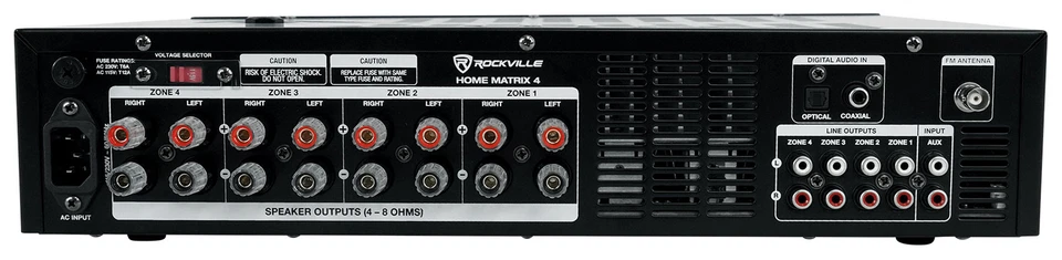 Rockville HOME MATRIX 4 Zone 8 channel 600w Amplifier For Restaurant/Bar/Cafe - Image 2 of 4