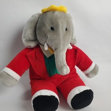 Gund Babar The Elephant Plush 15" Stuffed Animal Red Suit Crown Vintage 1988