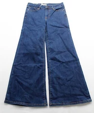 Vigoss Women's Mid Rise Palazzo Crop Wide Leg Jeans MP7 Dark Wash Blue Size 26