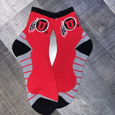 UTAH UTES NCAA COLLEGE TEAM LOGO VORTEX 1/4 LENGTH SOCKS LARGE