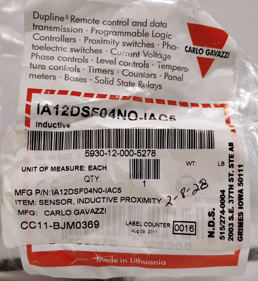 Carlo Gavazzi IA12DSF04NO-IAC5 10-40 V DC Inductive Proximity Sensor - Image 4 of 4