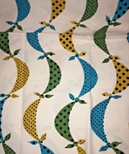 VTG 50’s Novelty Scarves Bandana Bunting Print on White Cotton Remnant 15"X23"