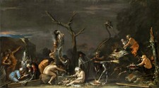 Salvator Rosa Witches At Their Incantations  1646 Wall  Art  Canvas Print
