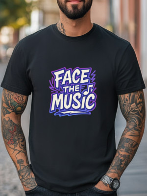 Face the Music Graphic T-Shirt Retro Style Typography Tee Unisex Music Lover Tee