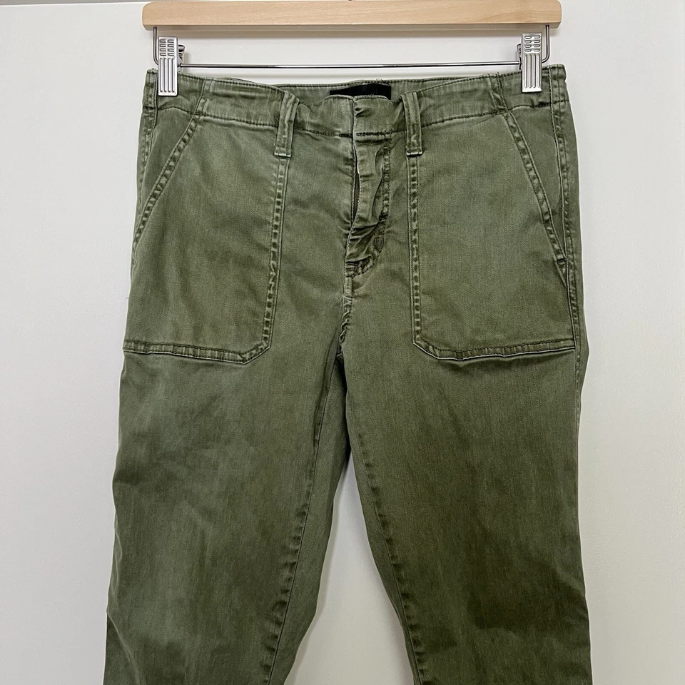 J Crew Pants Womens Sz 27 Green Straight Military Utility Pockets Lyocell Cotton - Image 2 of 4