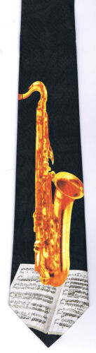 Saxophone and Sheet Music Tie - Picture 1 of 1