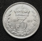 Queen Victoria 1887 Silver Threepence 3 Three Pence Coin AUNC