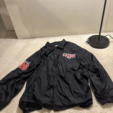 Vintage Chicago Blackhawks Hockey CCM lightweight jacket Button Up Black XL