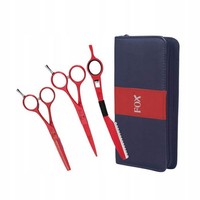 Haarschneide Set: Schere, Effilierschere, Messer Rot Neu