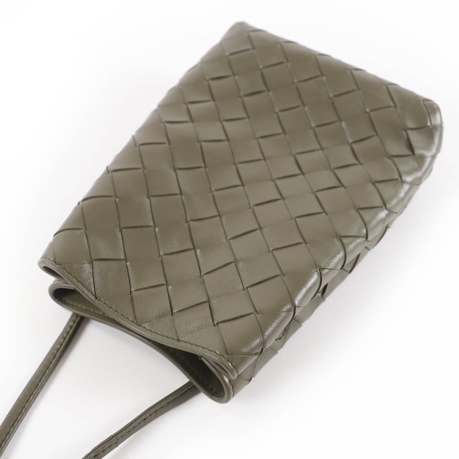 Excellent BOTTEGAVENETA Shoulder Bag INTRECCIATO leather khaki leather Women thumbnail 6