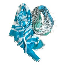 Two Fashion Scarves Lightweight Blue Tones