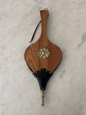 Fuelle de chimenea de madera vintage boquilla de latón cuero rústico decoración de hogar