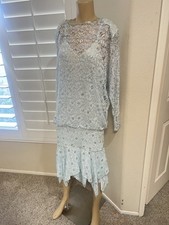 VNTG Judith Ann Plus 80s Sequins Beaded Drop Waist Dress Sz M Read Description