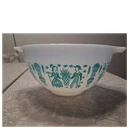 Lady on the Left Pyrex Butterprint 441 White Turquoise Glass Cinderella Bowl