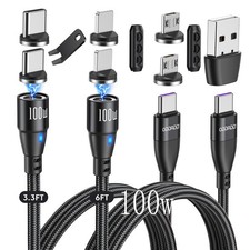 100W USB C Magnetic Charging Cable 2pk 3.3ft 6ft Fast Charger Micro USB  Type C