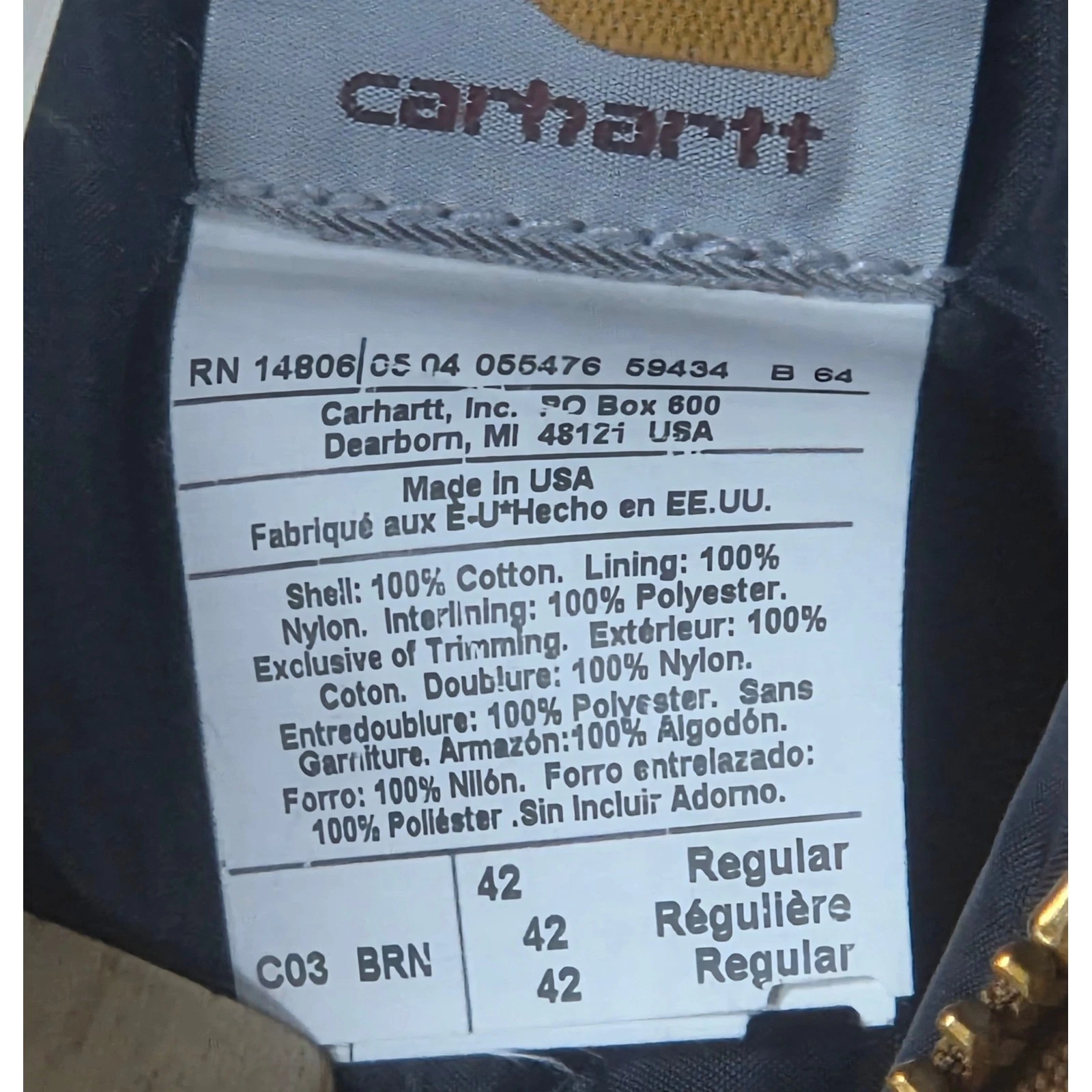 NWT Vtg Carhartt Arctic Quilt Lined Workwear Jacket UNION USA 42 Reg CO 03 BRN image 5
