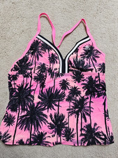 Girls Tween ZERO-XPOSUR Palm Tree Swimwear, Pink-Black Tankini Swimshorts set 14