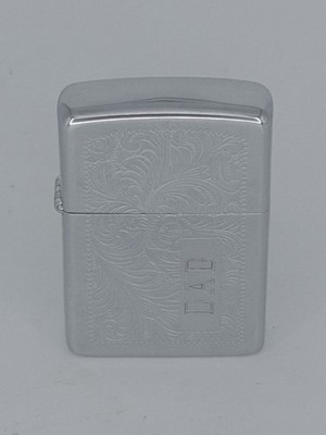 Zippo Venetian Brushed Chrome Lighter DAD Engraved Never Lit USA Gift Box