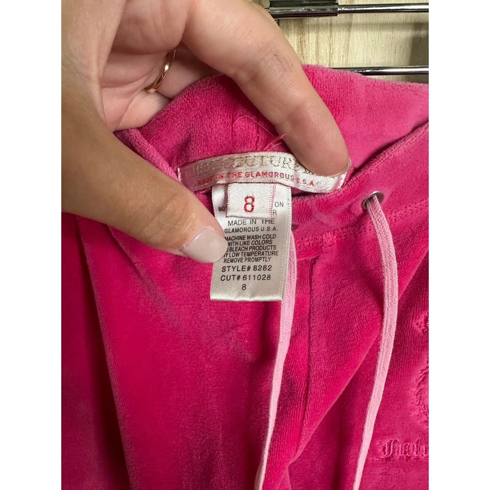 Juicy Couture Kids Pink Velour Rhinestone Logo Drawstring Lounge Pants - Image 4 of 4