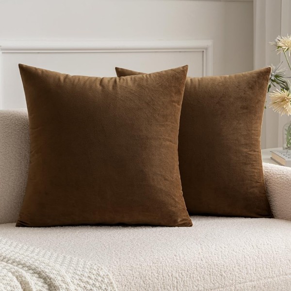 Kissenbezug Set Samt 40X40 Cm Braun Couchkissen Dekokissen Wohnzimmer 2 StüCk-image