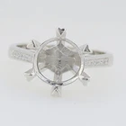 925 Sterling Silver Semi Mount Ring Setting Round RD 10X10mm Zircon Ring Women