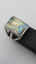 Sterling Silver 925 Abalone Inlay Ring Size 8 9g Thailand Preowned