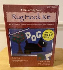 Latch Hook Kit Of Scotty Dog/Apple Tree Creations By Caron 18”x27” New Sealed 