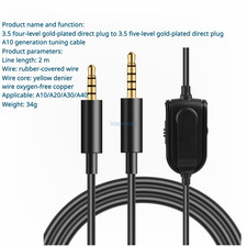 Audio Cable for Logitech Astro A10 A40 A30 Headphone
