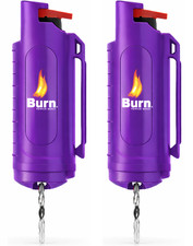 BURN Pepper Spray Keychain Self Defense Police Strength OC 0.5oz 2 Pack Purple