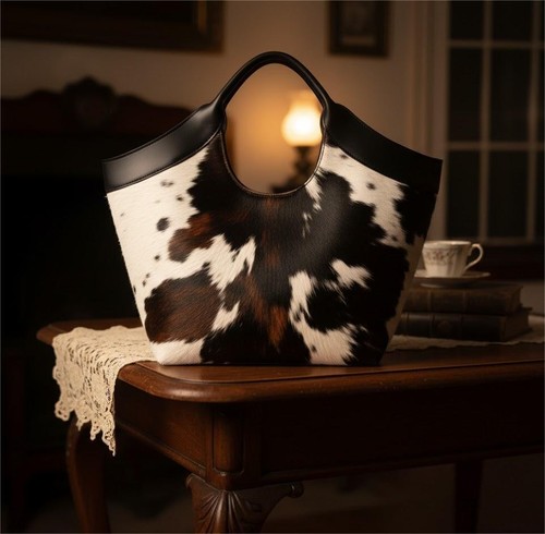 Genuine Cowhide Hair on Tricolor Tote Bag Western Hobo Leather Satchel Purse
