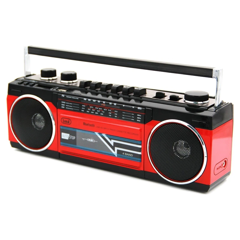 Radio Registratore con CASSETTA TREVI RR 501 BT Rosso Bluetooth Stereo USB SD, fotografia 3 di 9
