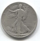 1937-D- WALKING LIBERTY HALF DOLLAR - 90% SILVER -LOT # 220-LOW MINTAGE