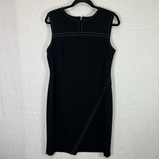 Tommy Hilfiger Sheath Dress Womens 14 Black White Stitching Asymmetrical Hem