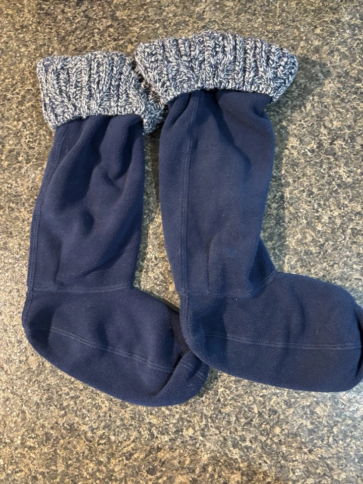 Hunter Fleece Boot Liner Socks Blue & White Tall Boots ML 8-10 for Rain/ Rubber - Image 4 of 4
