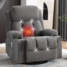 Swivel Rocker Recliner Chair with Vibration Massage and Lumbar Heating Ergonomic