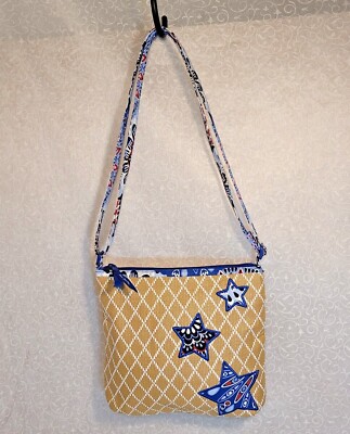 Vera Bradley *Fireworks Medallion* Straw Beach Crossbody Bag Star Applique