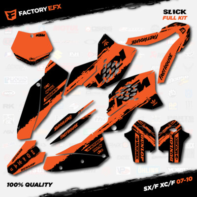 Black & Orange Slick Racing Graphics Kit fit KTM 07-10 SX Sxf XC