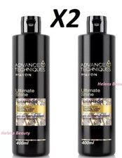 2 x AVON ADVANCE TECHNIQUES ULTIMATE SHINE SHAMPOOS - XL SIZE - 400ml each - NEW 14.99 per litre