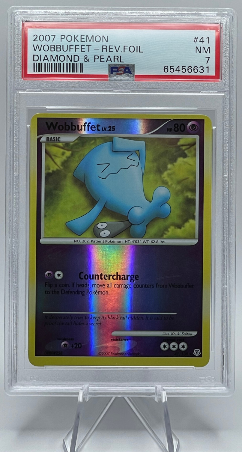 2007 POKEMON DIAMOND & PEARL #41 WOBBUFFET-REVERSE FOIL PSA 7 NM